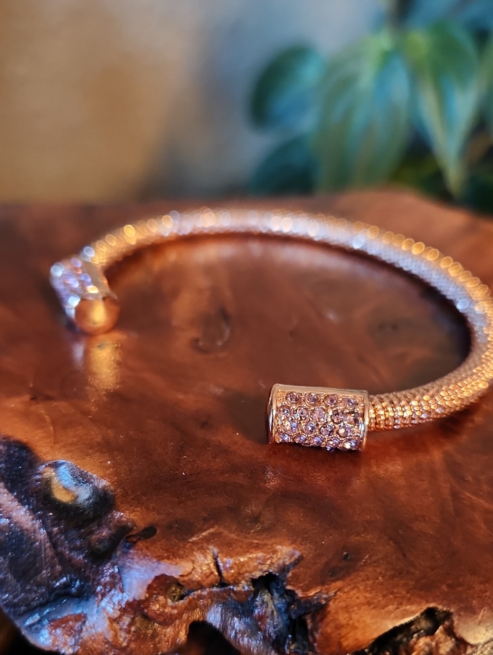bp Rose Gold Pavé Open Cuff Bracelet With Pink Stones